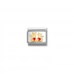 Charm Link 2 Gatos 2 Corazones
