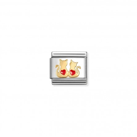 Charm Link 2 Gatos 2 Corazones