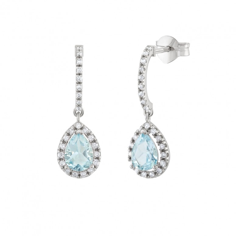 Earrings Theresa 18K Gold Aquamarine and Diamonds