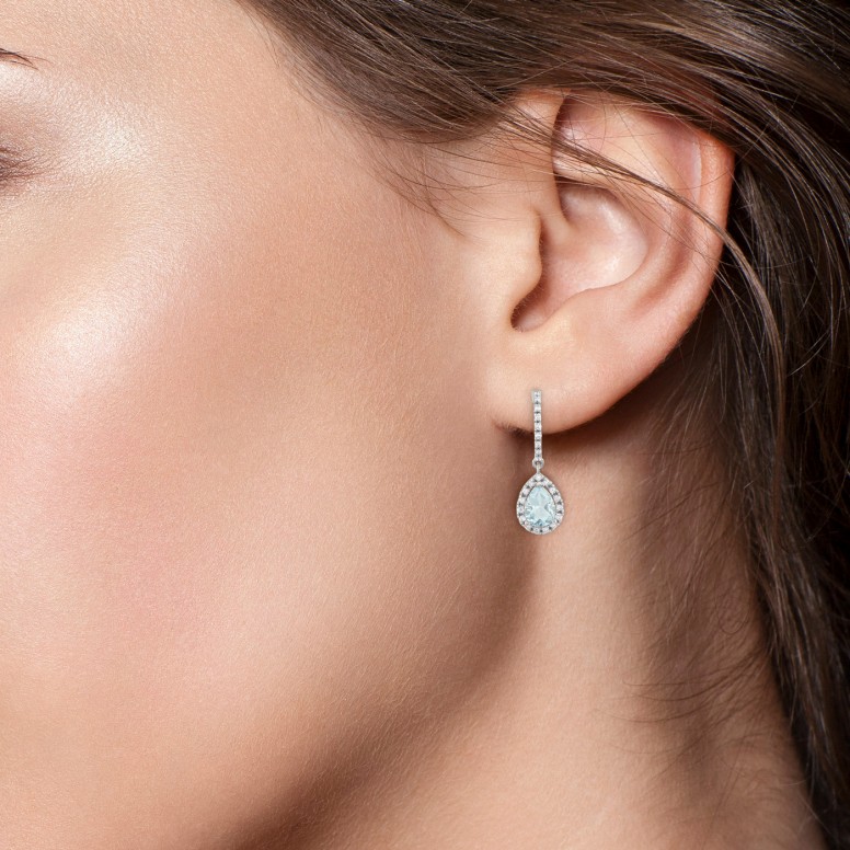 Earrings Theresa 18K Gold Aquamarine and Diamonds