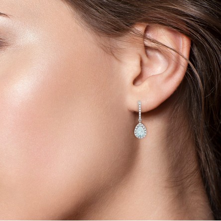 Pendientes Theresa Oro 18K Agua Marina y Diamantes