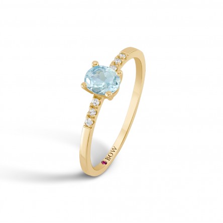 Ring Zoe 18K Gold Aquamarine and Diamonds