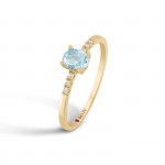 Ring Zoe 18K Gold Aquamarine and Diamonds