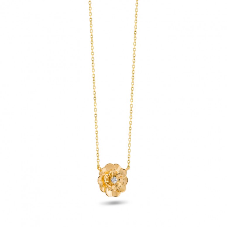 Necklace Camellia 18K Gold Diamonds