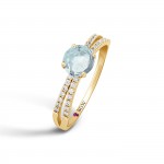 Ring Michelle 18K Gold Diamonds and Aquamarine