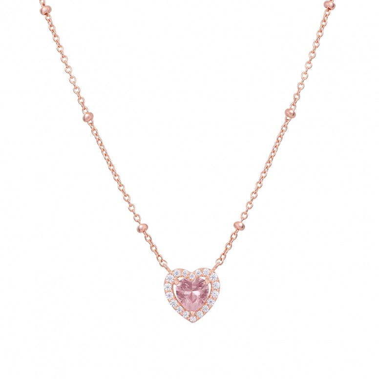 Heart & Stone Rose Gold Necklace