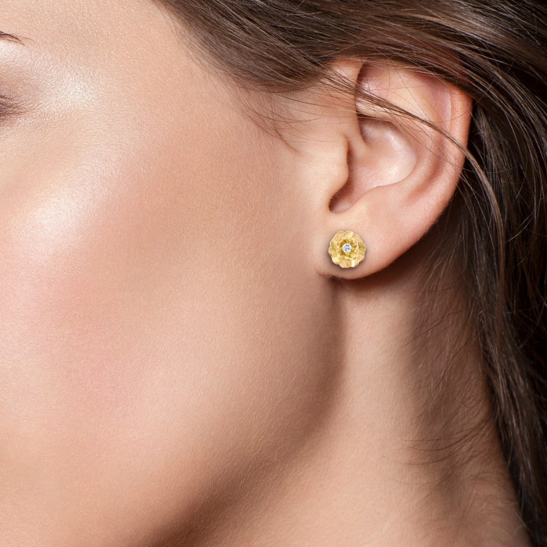Earrings Camellia 18K Gold Diamonds