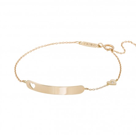 Pulseira Ouro 14K Girls Plate & Heart