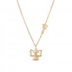 Girls Fairy and Wand 14K Gold Necklace