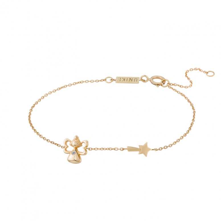 Pulseira Ouro 14K Girls  Fairy and Wand