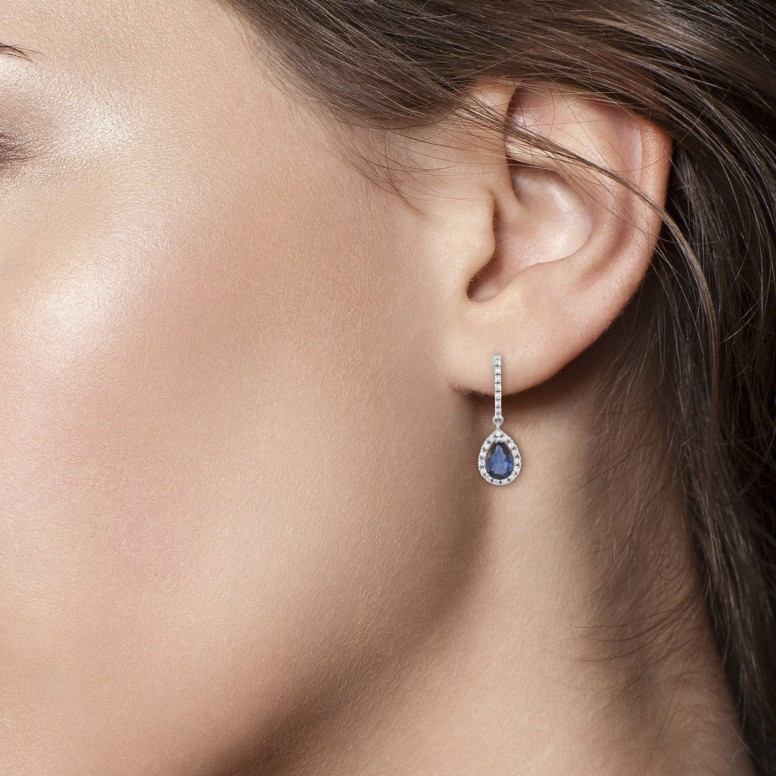 Earrings Theresa 18K Gold Sapphire and Diamonds