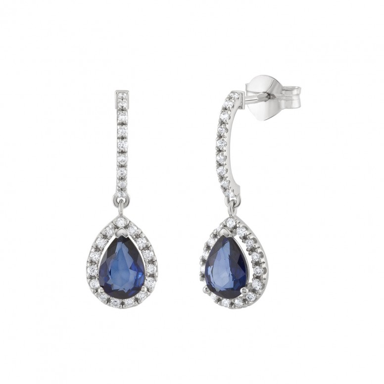 Earrings Theresa 18K Gold Sapphire and Diamonds