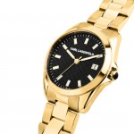 Rel�gio Round Essentials Preto e Dourado