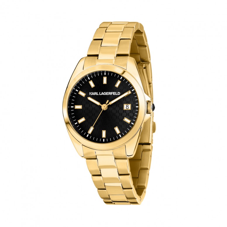 Rel�gio Round Essentials Preto e Dourado