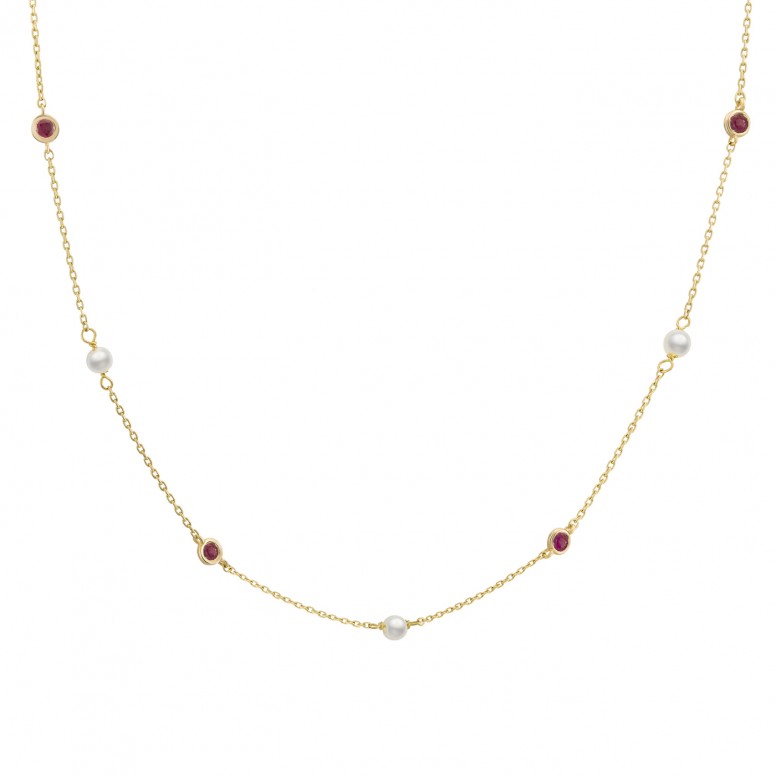 Colar Hope Ouro 18K Rubis e P�rolas