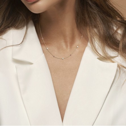 Necklace Hope 18K Gold Rubys and Pearls