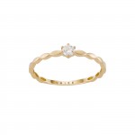 Solitaire Braid 14K Gold Ring