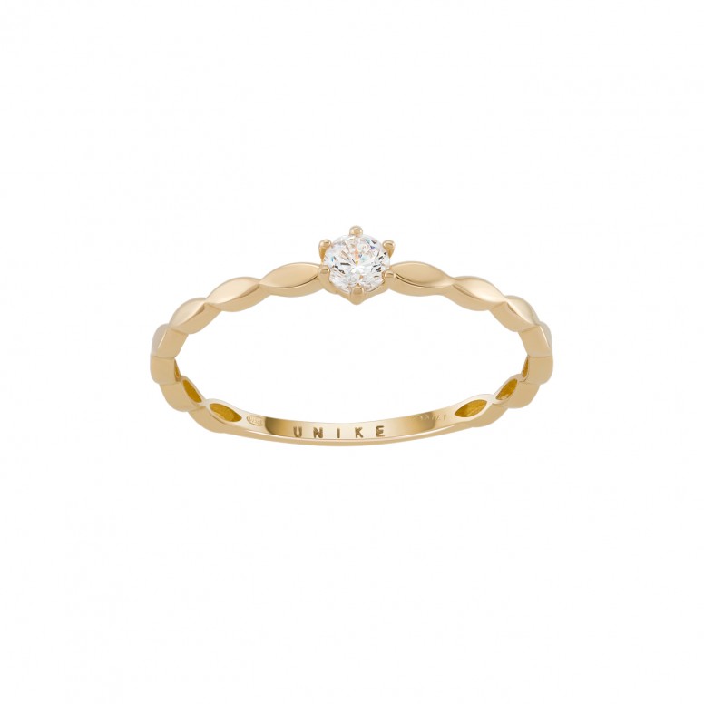 Solitaire Braid 14K Gold Ring