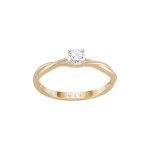 Solitaire Twisted 14K Gold Ring