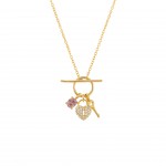 Colar Valentines Key and Heart Golden