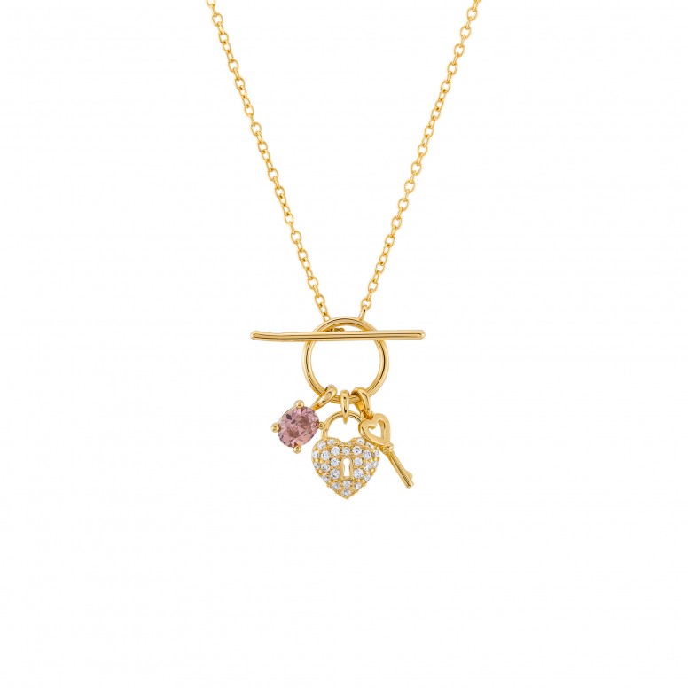 Colar Valentines Key and Heart Golden