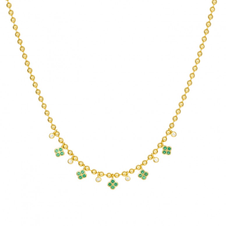 Colar Green Flower Charms