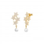Stars & Pearls Golden Earrings