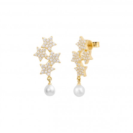 Pendientes Stars & Pearls Golden
