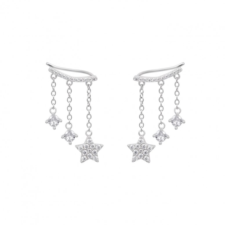 Pendientes Stars Chain Silver