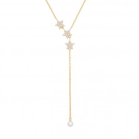 Colar 3 Stars & Pearls Golden