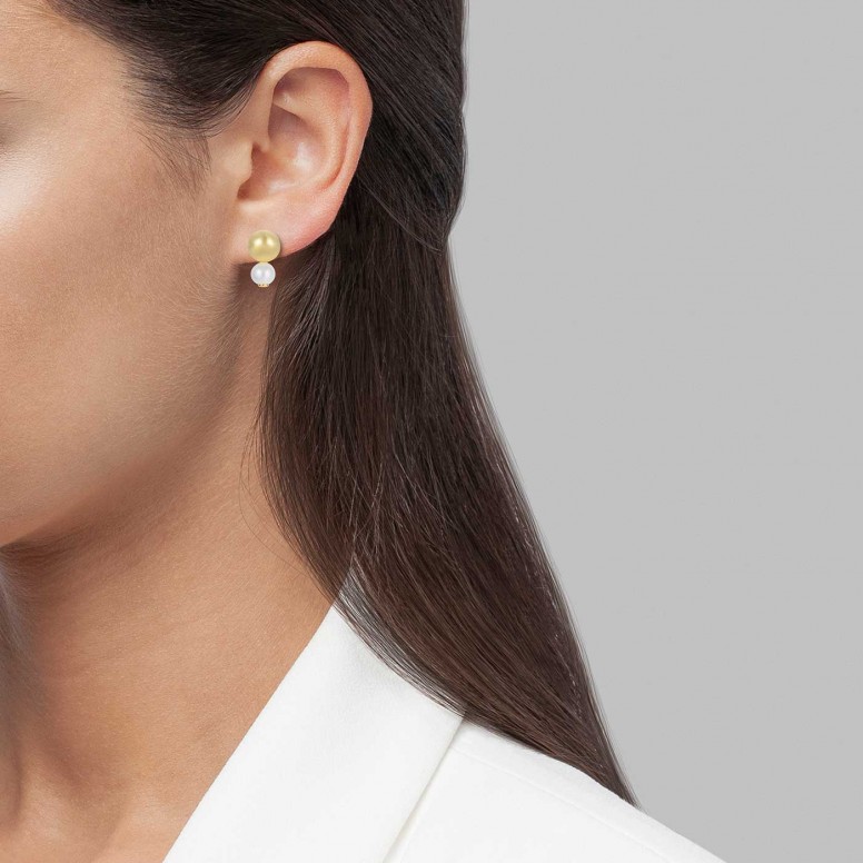 Pendientes Bella Pearl & Gold Sphere