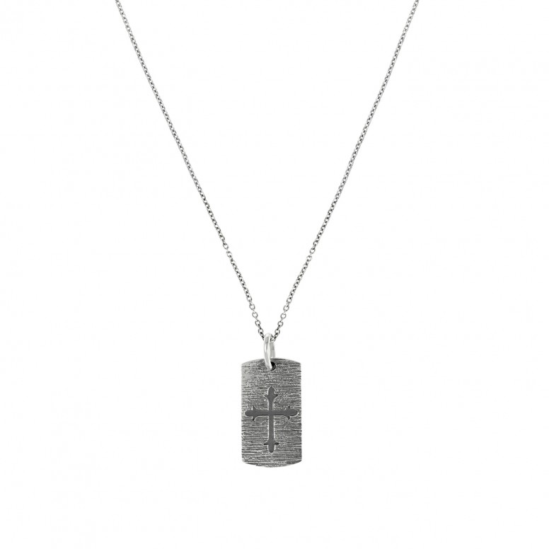 Collar Plata Cross Square Pendant