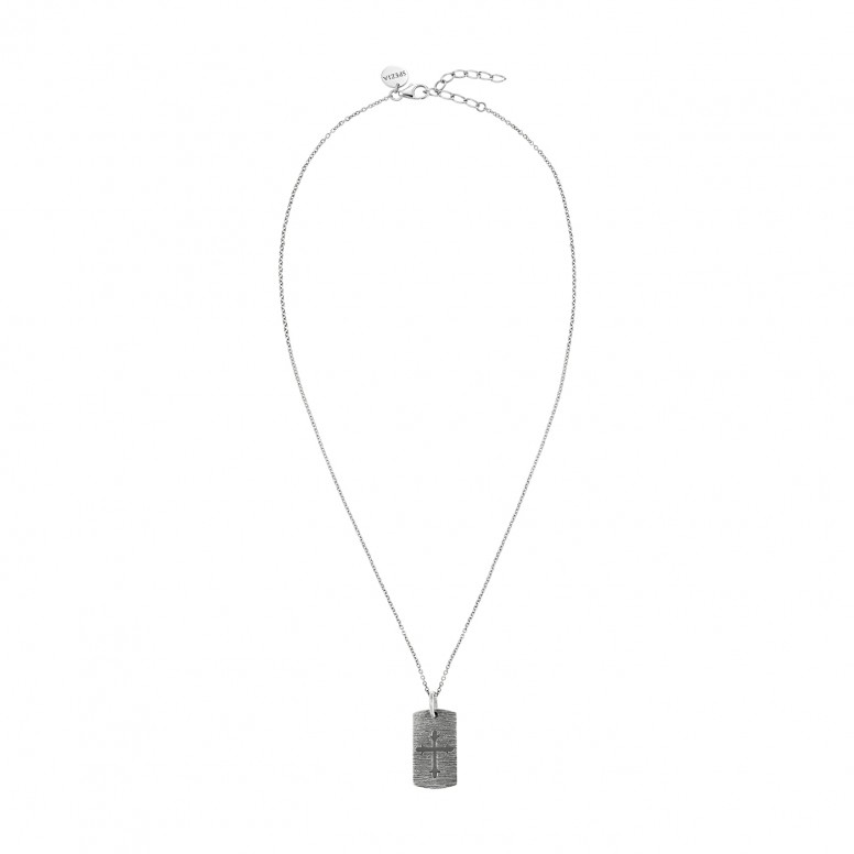 Collar Plata Cross Square Pendant