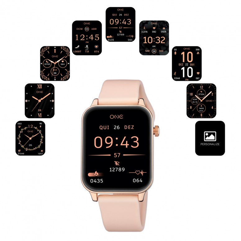 Rel�gio Smartwatch Frame Ouro Rosa Silicone