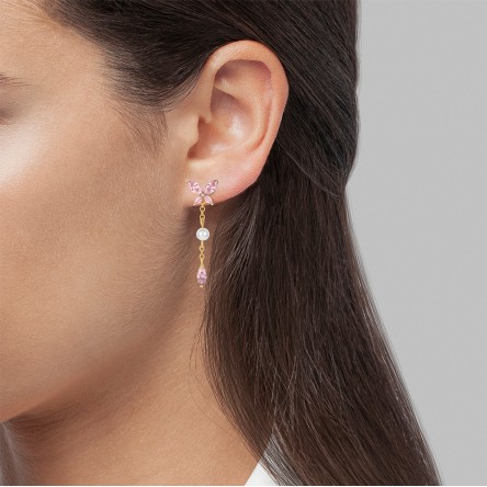 Pendientes Fun Butterfly & Pearls Dorado