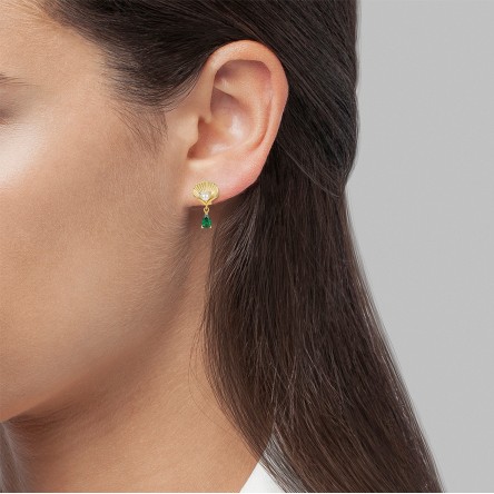 Pendientes Fun Shell & Stones Dorado