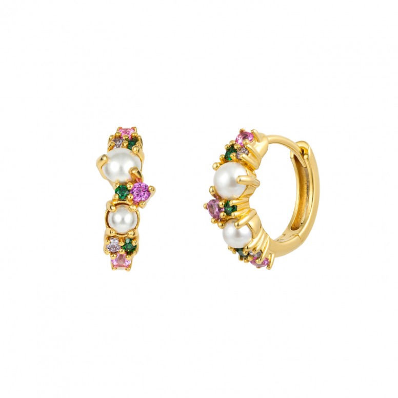 Aros Fun Stones & Pearls Dorado