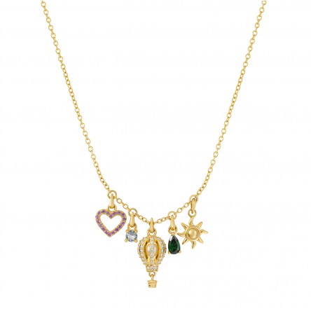 Fun Balloon Multi Charms Golden Necklace