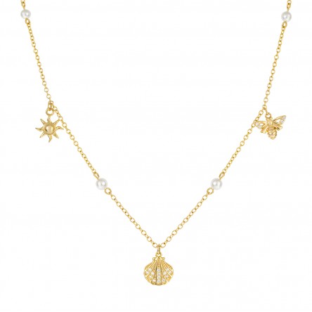Fun Shell & Sun Golden Necklace