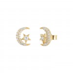 Brincos Gold Moon Star