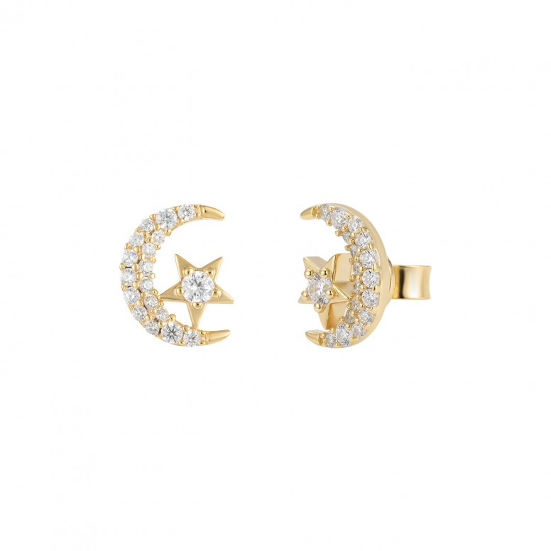 Brincos Gold Moon Star