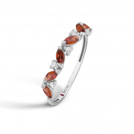 Anel Olive Ouro 18K Granada e Diamantes