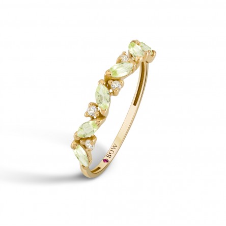 Anel Olive Ouro 18K Peridoto e Diamantes