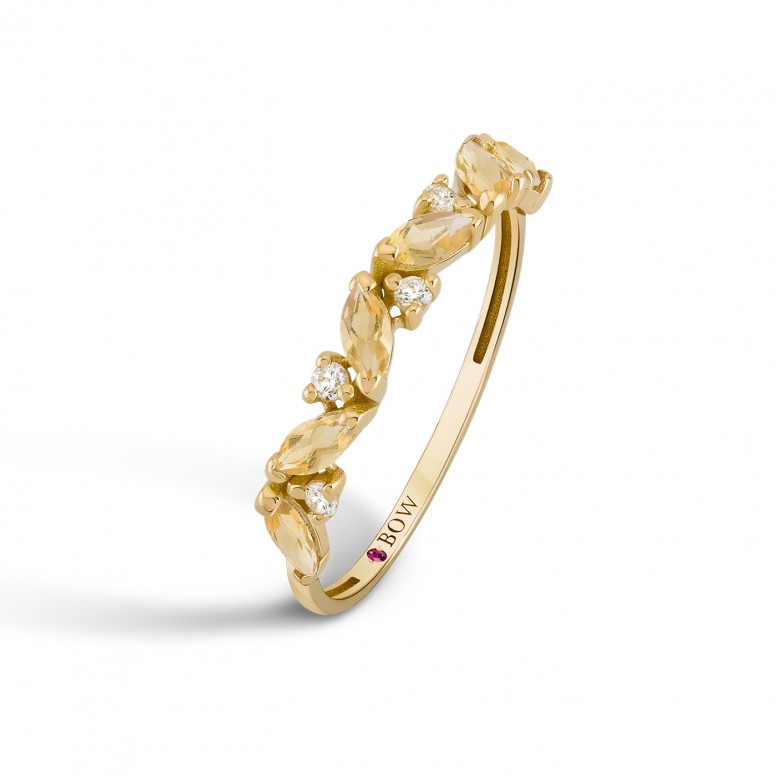 Ring Olive 18K Gold Citrino and Diamonds