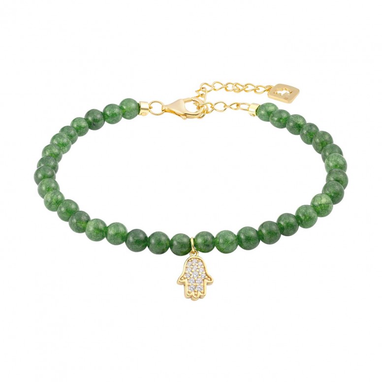 Pulsera Lucky Colors Green Stones & Happiness Hand II