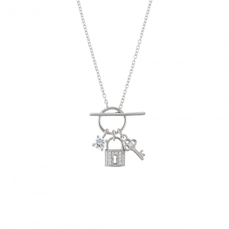 Collar Valentines Key and Locket Silver