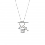 Collar Valentines Key and Locket Silver