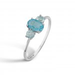 Ring Lily 18K Gold Topaz Swiss Blue and Topaz Sky