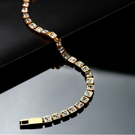 Pulseira Crystals Dourada