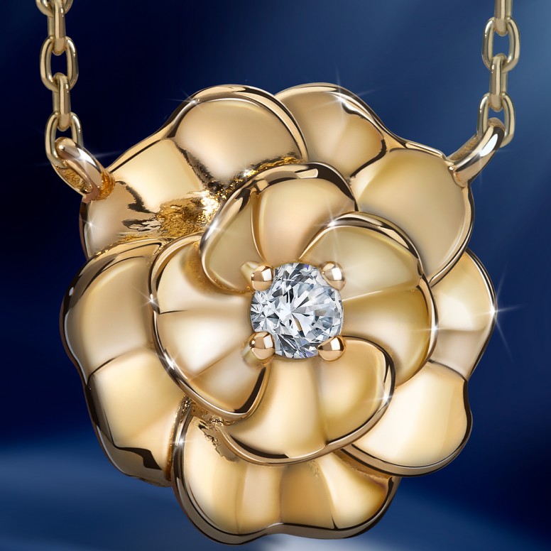 Necklace Camellia 18K Gold Diamonds